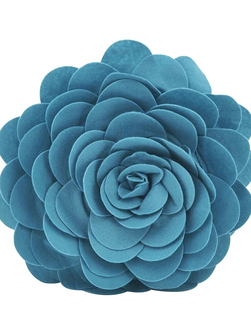 Plush Teal Flower Accent Pillow -